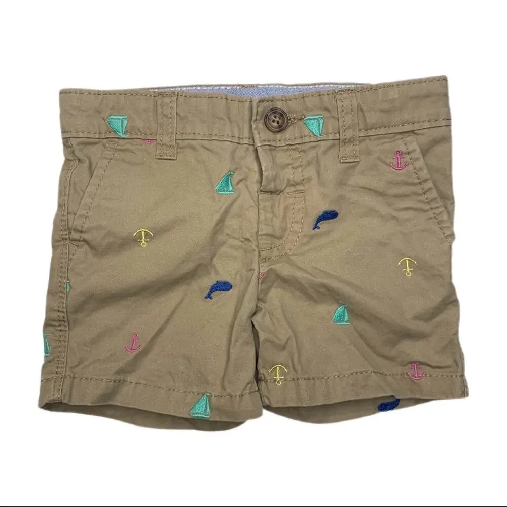 Carter’s Embroidered Nautical Shorts 6M Tan